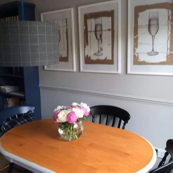 Dining table detail with floral arrangement